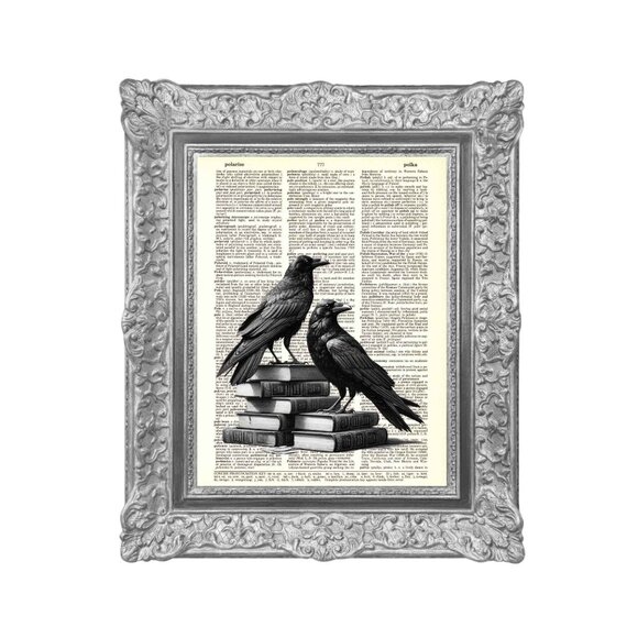 Raven Crow on Books DICTIONARY ART PRINT - Vintage Wall Decor Poster - Picture 10 of 12